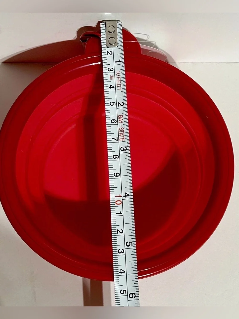 Collapsible Pet Bowl Dish Red Silicone Snack 5” Cat Dog Portable Travel Clip